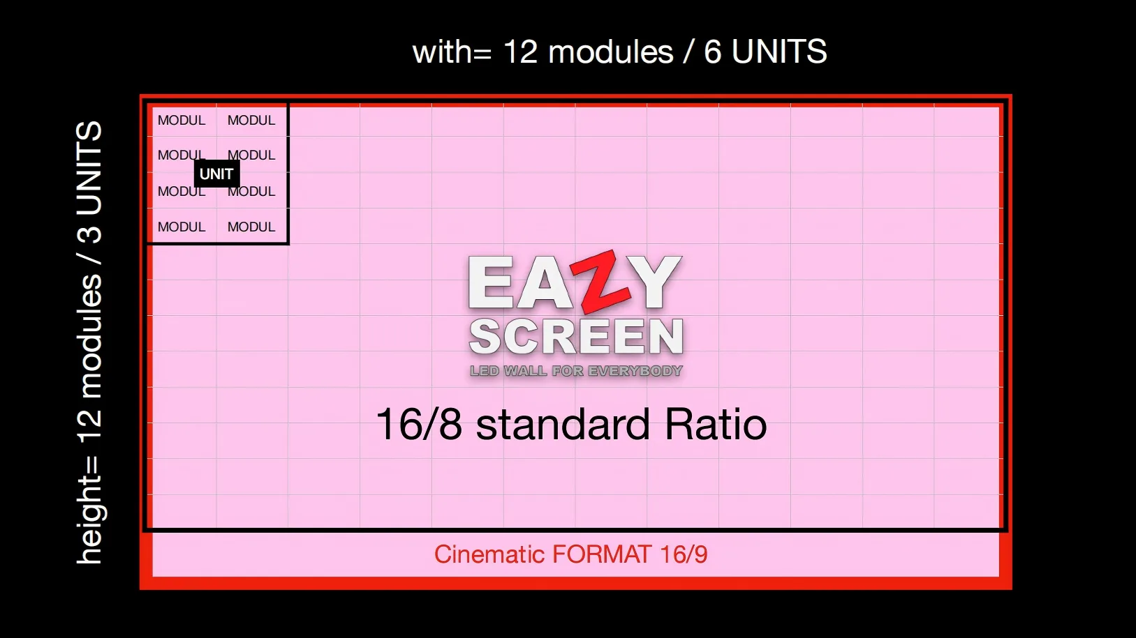 16:9 Wide Screen Size Diagram