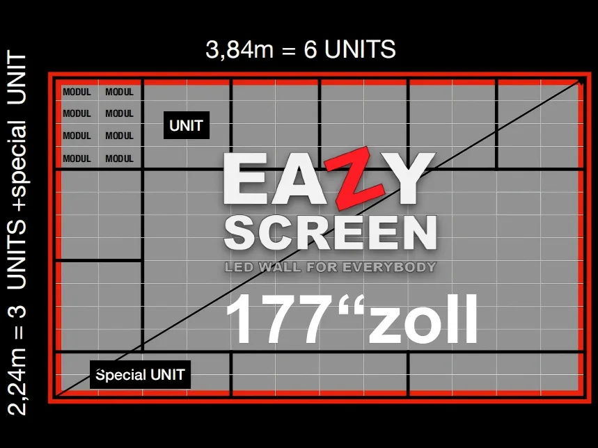 Cinematic 3.84m size display mockup