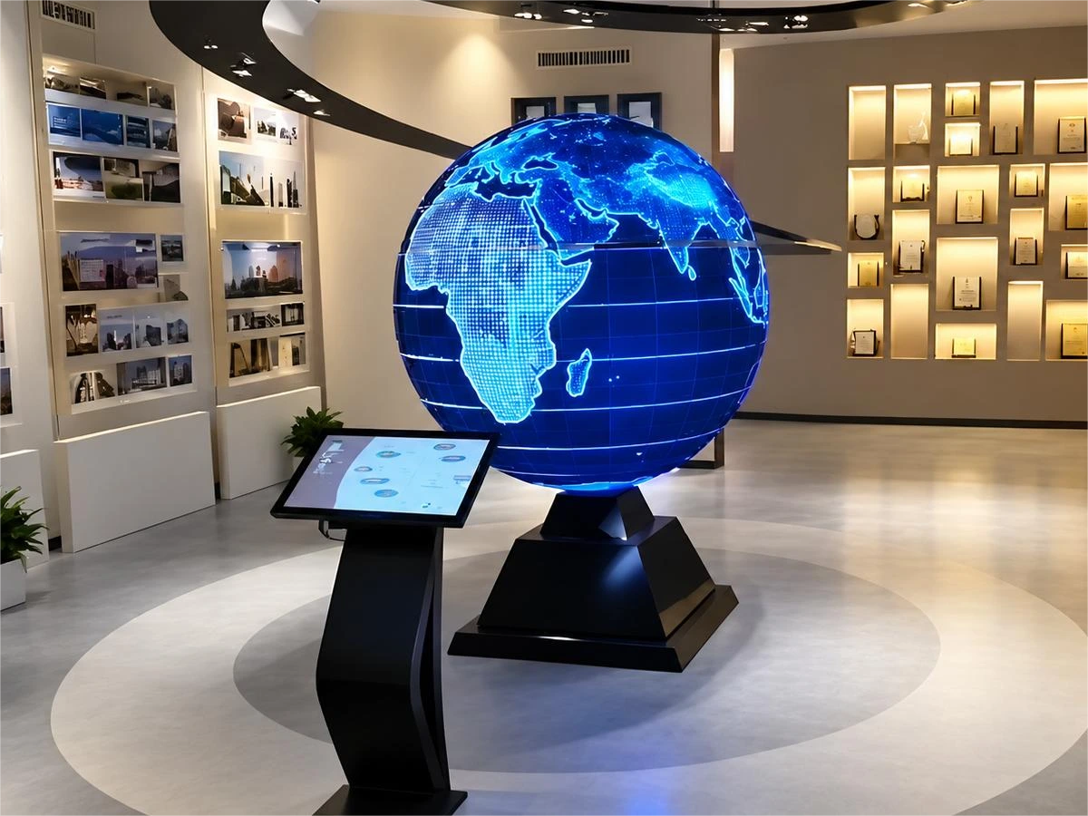 Exhibition LED sphere display application in a brand showroom